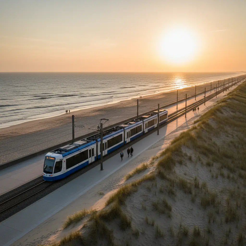 De Kusttram along the Belgian coast